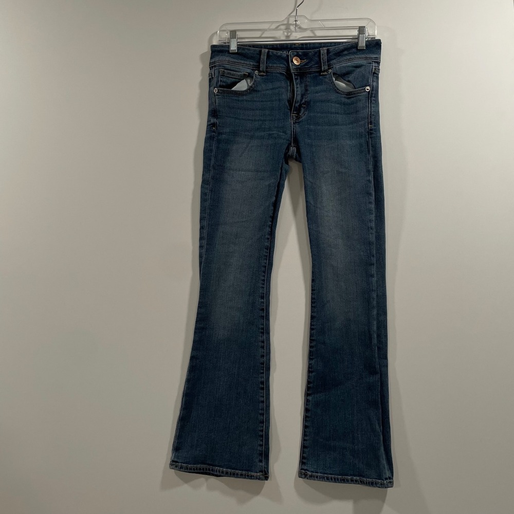American Eagle Kick Boot Stretch Jeans Blue Medium Wash Womens 4 Short (30x27.5)